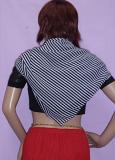 Black & White Stripes Square Dupatta Shawl Stole #4806